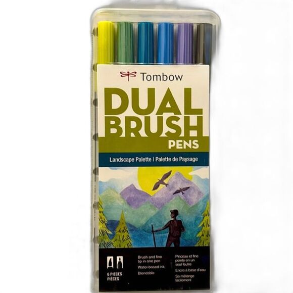TOMBOW NWT Dual Brush Pen Art Markers, Landscape, 6-Pack @ 7.5" - Picture 1 of 3